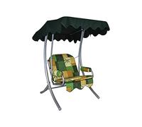 Angerer Balancelle de Jardin 1 Place, Structure en Acier Galvanisé, Toit Réglable, avec Coussin et Accoudoirs, 100x145x160 cm, Made in Germany (Vert-Beige à Motifs)
