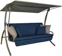ANGERER Balancelle de Jardin Drift Smart, 3 Places, Acier Galvanisé, Convertible en Lit, avec Auvent Réglable, Textilène, 210 x 145 x 160 cm, Fabriquée en Allemagne (Bleu)