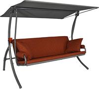 Angerer Balancelle de Jardin Elegance Joy, 3 Places, Structure en Acier Galvanisé, Tissu Primetex, avec Auvent Ajustable et Coussins Amovibles, Made in Germany (Terracotta)