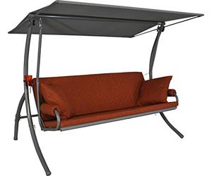 Angerer Balancelle de Jardin Elegance Joy, 3 Places, Structure en Acier Galvanisé, Tissu Primetex, avec Auvent Ajustable et Coussins Amovibles, Made in Germany (Terracotta)
