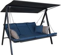 Angerer Balancelle de Jardin Lounge Smart, 3 Places, Structure en Acier Galvanisé, Tissu Textilène, avec Toit Pare-Soleil, Coussins Lavables, Fabriqué en Allemagne (Bleu)