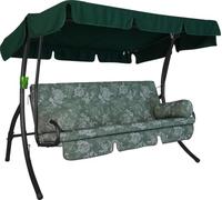 Angerer Balancelle de Jardin Trend, 3 Places Convertible en Lit, Acier Galvanisé, Toit Ajustable, Coussins Lavables, Capacité 270 kg, Fabriqué en Allemagne (Motifs Vert)