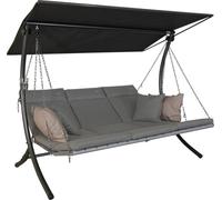 Angerer Balancelle Deluxe, Balancelle de Jardin 3 Places, Acier Galvanisé avec Toit en Textilène, Coussins Lavables, Position Réglable, Fabriqué en Allemagne (Gris Clair)