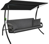 Angerer Balancelle Elegance Joy, 3 Places, Structure en Acier Galvanisé, Tissu Primetex, 210x145x160 cm, avec Coussins et Auvent Réglable, Made in Germany (Gris Clair)