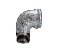 Angle 92, 90°, IG/AG, Rp/R 1 1/4, température de fonctionnement -20 °C à 300 °C, fonte noire, galvanisée à chaud, DIN EN 10242.