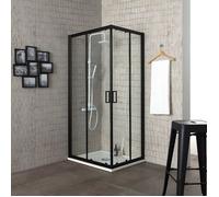 CABINE DE DOUCHE DESIGN 70X70 CADRE NOIR OPAQUE VERRE TREMPÉ MAT 6 MM CITY