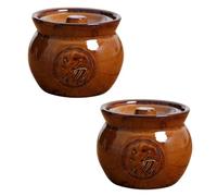 Angoily 2 Pièces Marmite à Soupe en Céramique 350ml Surface Émaillée Lisse et Chauffage Uniforme, Style Rétro Antique pour Mijoter Maison