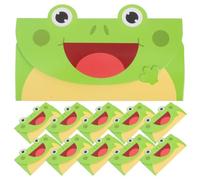 Angoily 20 Pièces Lot de Cartes de Vœux Animaux Mignons en Papier Vert Enveloppes, Intérieur Vierge, pour Célébrations et Invitations, Style Adorable Grenouille