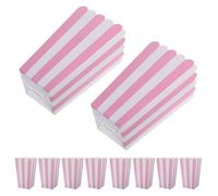 Angoily 24 Boîtes à Pop-corn en Papier Rayé Rose avec Bords Ondulés, Résistantes et Polyvalentes, pour Fêtes D'anniversaire et Décorations de Table Festives