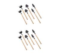 Angoily 2ensembles Mini Outils De Jardinage De Kits avec Râteau Pelle Et Transplantoir à Manche Bois pour Cultiver Fleurs Et Légumes Le Jardin Potager