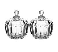 Angoily 2PCS Transparent Plat De Bonbons en Verre avec Couvercle Décoratif Halloween Bol De Bonbons Halloween Citrouille Forme Décoratifs Jar Conteneur Stockage pour La