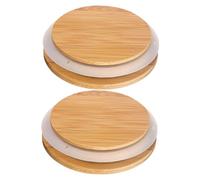 Angoily 4 Pièces Couvercles Bambou avec Joint Étanche pour Bocaux Verre Lot de Couvercle de Rangement pour Conserves et Céréales Accessoire de Cuisine