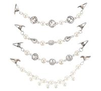 Angoily 4 Pièces Pinces à Manteau Vintage en Alliage Perles Élégantes pour Fixer Pull et Châle, Accessoire Délicat et Rétro pour Femme, Clip Beige Polyvalent