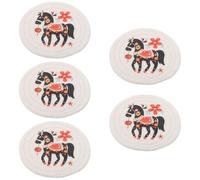 Angoily 5 Pièces Set de Table Isolant Tissé à Motif Cheval du Zodiaque 2026, Dessous de Verre Rond en Corde de Coton Fait Main pour Mugs et Plats Chauds au Bureau ou Café