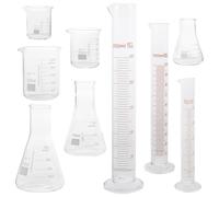 Angoily 9 Pièces Ensemble de Tasses à Mesurer en Verre Béchers Gradués 50-250ml, Résistance Haute Température, Échelle Facile à Lire pour Recherche et Éducation