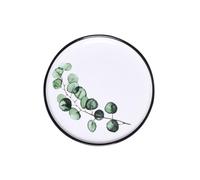 Angoily Assiette Ronde en Céramique Style Nordique Blanc Motif Feuille Verte, Surface Lisse et Brillante, pour Petit-déjeuner et Repas en Famille