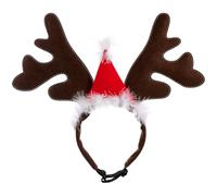 Angoily Bandeau de Noël pour Chat et Chien Bois de Cerf en Peluche Courte Rouge, Accessoire Confortable et Adorable pour Promenades Quotidiennes