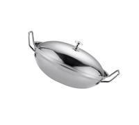 Angoily Casserole Inox à Double Poignée Couvercle, Pot Sec Anti-débordement en Acier Inoxydable, Transfert de Chaleur Uniforme, pour Cuisson de Hot Pot Épicé Style Plusieurs styles