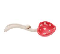 Angoily Cuillère à Soupe Asiatique Forme Champignon, Matériau Sain et Solide Style Vintage en Céramique Rouge pour Servir Desserts et Céréales