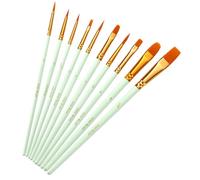 Angoily Ensemble De Pinceaux De Peinture Gouache Et Aquarelle 10 Pièces Nylon Flexible Vert Menthe pour Artistes Débutants Et Professionnels, Adapté Aux Loisirs Créatifs Et Beaux-Arts, Usage Annuel