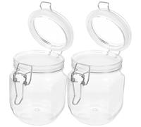 Angoily Lot de 2 Bocaux à Miel Transparents en Plastique Pet Hermétiques, 1 Kg, Pots de Conservation Alimentaires Couvercles Étanches, pour Stockage de Miel, Confiture et Usage Domestique