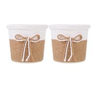 Angoily Lot De 2 Cache-Pots en Papier Tissé Pot De Plantes Décoratif 4.13 X 4.13 X 3.54 in pour Fleurs Cactus Rangement Maison Bureau Hôtel