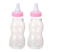 Angoily Lot de 2 grandes bouteilles de lait en plastique pour jeu de devinettes - Tirelire géante transparente de 27,9 cm - Décoration rose