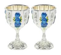 Angoily Lot de 2 Tasses Incassables en Fer Argenté Style Européen Classique, Facile à Tenir, pour Décorations et Restaurant