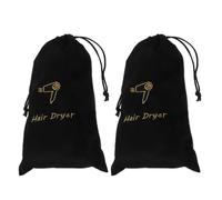 Angoily Paquet en Tissu à Cordon pour Sèche-cheveux de Voyage, Lot de 2 Pièces, Compact et Multifonctionnel, Couleur Noir, pour Organisation Salle de Bain la Maison