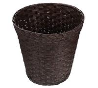 Angoily Poubelle en osier - Corbeille à papier naturelle - Petite poubelle ronde décorative pour salle de bain, chambre, bureau (26 cm, café)