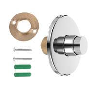 Angoily Soupape de Chasse Urinoir Encastrée en Cuivre, Bouton Poussoir | Système Mural Interne, Usage Bureaux et Restaurants, Kit de Fixation Inclus, Finition Argenté Moderne