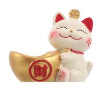 Angoily Statuette de Chat en Résine avec Boule Cristal et Doré | Objet Décoratif Compact, Design Artistique Mignon, Style Japonerie Mini, pour Ouvertures de Magasin et Cabinet