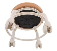 Angoily Tabouret Roulant Pivotant 360° en Similicuir Marron, Siège Rond Bas en PU et Plastique, Résistant à l'usure Quotidienne, pour Salon et Spa Moderne