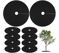 Angoily Toile de Paillage Anti Mauvaises Herbes - 10 Pcs 52cm | Tissu Non Tissé Dégradable, Diamètre 52cm Trou 6cm, Entretien Arbres Fruitiers, Protection Jardin