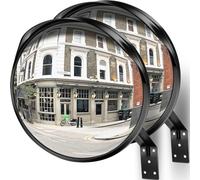 Angooni 2 PCS 40 cm Miroir de circulation Sécurité, Miroir convexe à grand angle réglable, Miroir pour garage, Miroir de circulation rond en acrylique (Pour intérieur et extérieur)