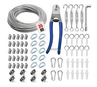 Angooni Kit de câble en acier 74 pièces, câble en acier inoxydable épaissi de 3 mm, 35 m, tendeur, tendeur de câble, kit en acier inoxydable 304, supports pour plantes grimpantes