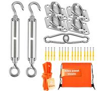 Angooni M6 Kit de Fixation pour Voile d'ombrage en Acier Inoxydable 304 - Kit Complet de 43 pièces pour Voile d'ombrage carré/Triangulaire dans Le Jardin, avec tendeur, Supports et Accessoires de