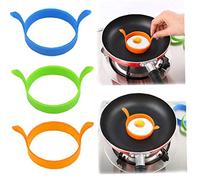 Angoter 2PCS Egg en Silicone Anneau Petit déjeuner Omelette Egg Fired Moisissures de qualité Alimentaire Oeuf Pancake Outils de Cuisson Friture Egg Cuisine Gadgets Moisissures Couleur aléatoire