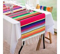 Angsen Lot de 2 chemins de Table mexicains 35,6 x 213,4 cm pour décoration de fête Mexicaine Mariage Frange Coton