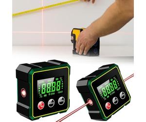 Angulaire numérique magnétique 2 en 1 avec laser électronique, jauge d'angle magnétique rechargeable à 4 côtés, inclinomètre rapporteur avec rétroéclairage LCD