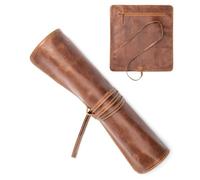Angus Stoke Mallette à couteaux en cuir pour les cuisiniers | Rouleau de couteaux de cuisine premium grand | Housse de couteaux pour couteaux de cuisine avec compartiment supplémentaire et fermeture