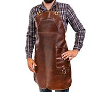 Angus Stoke Tablier en Cuir de qualité supérieure - Tablier de Cuir Complet - Tablier de Cuir Vintage BBQ & Kitchen & Bar (S-M)