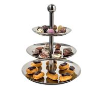 ANGUT Présentoir à 3 étages en acier inoxydable - Tour de service robuste pour cuisine et buffet - Design élégant pour gâteaux, desserts, chocolats, sushis, aliments fins, décoration et plus encore