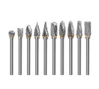 Anhoer Lot de 10 fraises à double coupe en métal dur avec tige de 3 mm et tête de meulage de 6 mm pour meulage, sculpture, polissage du métal, gravure, perçage