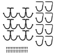 Anhoer Lot de 14 crochets pour dessous d'étagère, porte-tasses, porte-tasses, avec vis, crochet de cuisine, crochet de plafond pour tasses, ustensiles, manteau, chapeau, cravate et plante, noir