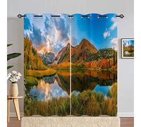ANHOPE Rideau Nature Automne Forêt Lac Montagne Lot de 2 Rideau Occultant Thermique Isolant Tenture Opaque à Oeillets Draperies Intérieurs pour Maison Chambre Salon Fenetre L 168 x H 229 cm