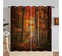 ANHOPE Rideau Occultant Automne Forêt Arbre Sentier Lot de 2 Rideau Thermique Isolant Tenture Opaque à Oeillets Draperies Intérieurs pour Maison Chambre Salon Fenetre L 140 x H 240 cm