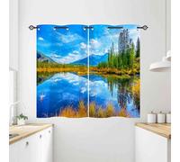 ANHOPE Rideau Occultant Nature Automne Forêt Lac Montagne Rideau Thermique Isolant Tenture Opaque à Oeillets Draperies Intérieurs pour Maison Chambre Salon Fenetre 2 Pièces L 60 x H 120 cm
