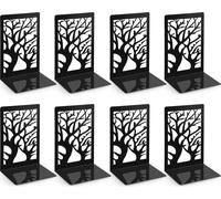Anhow 4 paires de serre-livres en métal noir pour enfants et bibliothèque