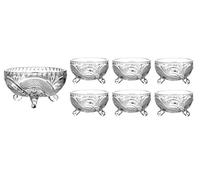 Anhul Deli Lot de 7 bols en verre - Plats décoratifs sur pied pour fruits, salade, bagatelle, dessert, sundae, apéritif, cocktail de crevettes, pudding